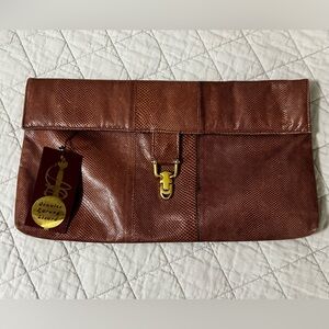 Vintage Ruth Saltz Genuine Lizard Skin With Tags Clutch Magnetic Closure VGUC